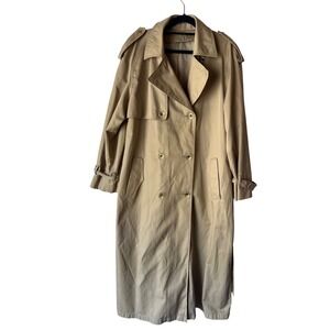 Classic Trench‎ Coat Longline Double Breasted Belted Neutral Tan Outerwear
